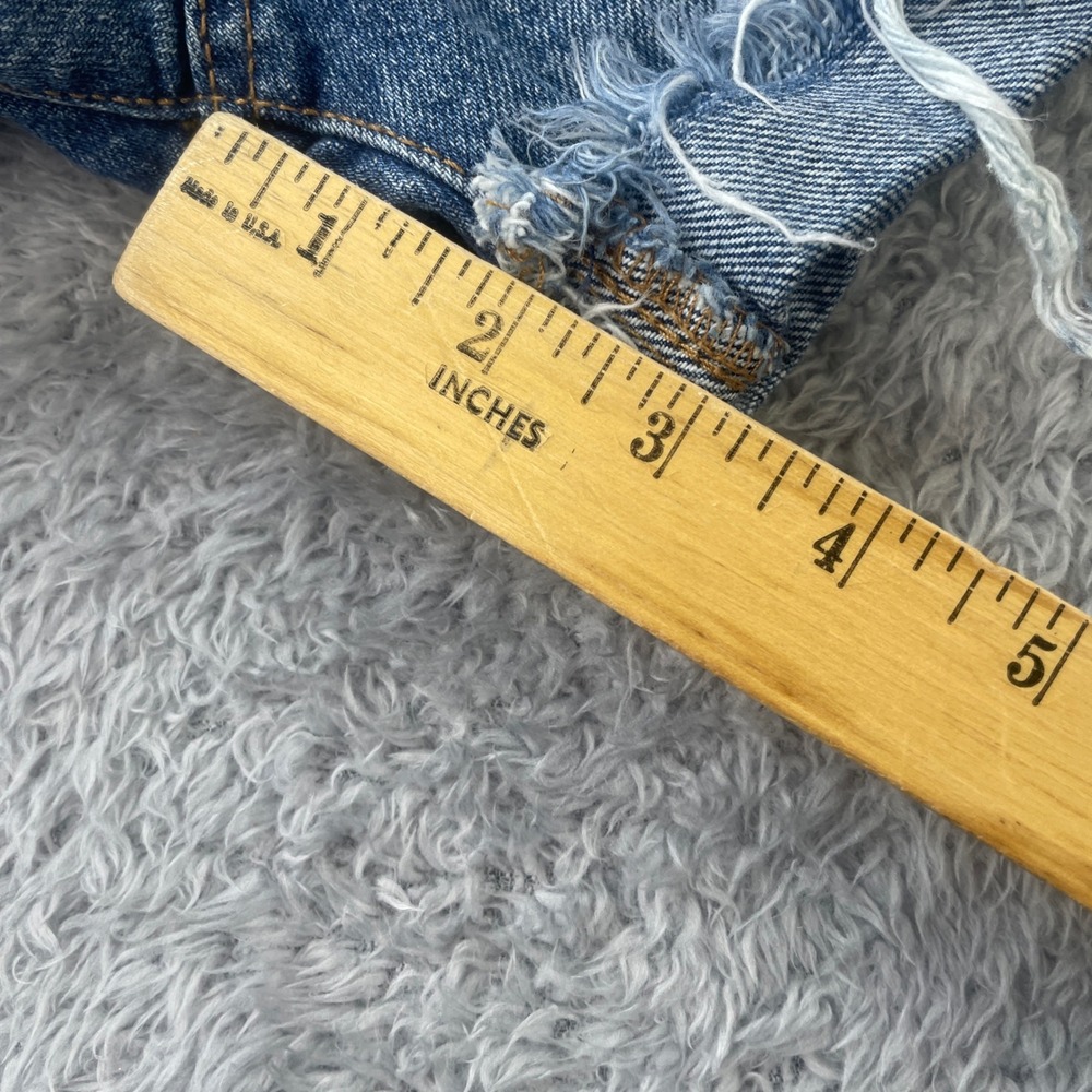 Aeropostale Mom Shorts Womens 10 Blue Distressed High Waisted‎ Denim Frayed Hem - Picture 7 of 7